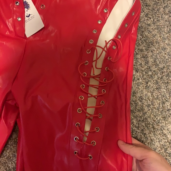 Do My Self lace-up faux leather flare pant - Picture 3 of 4